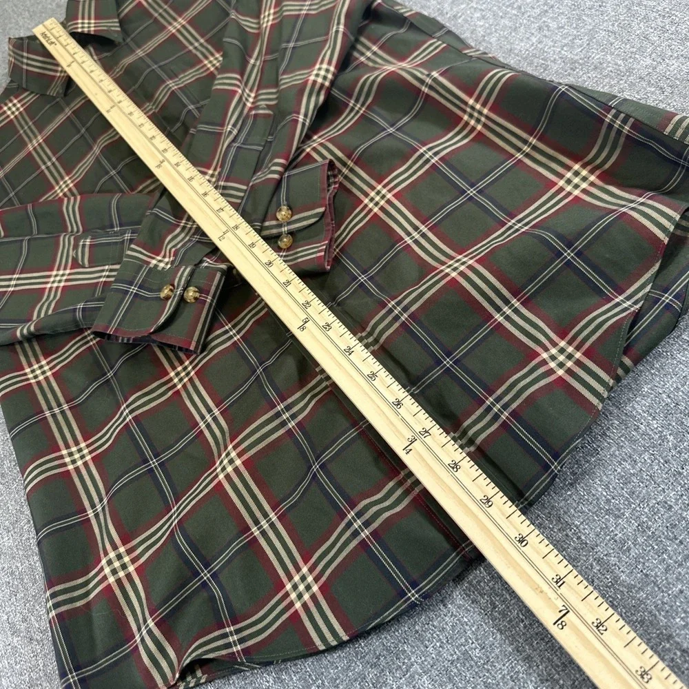 Brooks Brothers Plaid Button Up Shirt Mens Small Green Red Supima Cotton - Picture 5 of 7